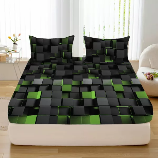 Parure de lit cubes 3D rouge noir – Style moderne et profondeur visuelle pour une chambre élégante