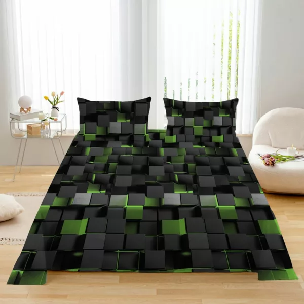 Parure de lit cubes 3D rouge noir – Style moderne et profondeur visuelle pour une chambre élégante
