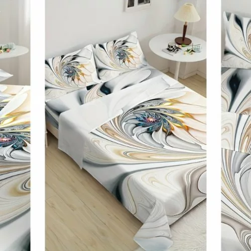 Parure de lit en tissu doux avec motifs floraux abstraits style moderne élégante