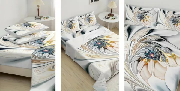 Parure de lit en tissu doux avec motifs floraux abstraits style moderne élégante