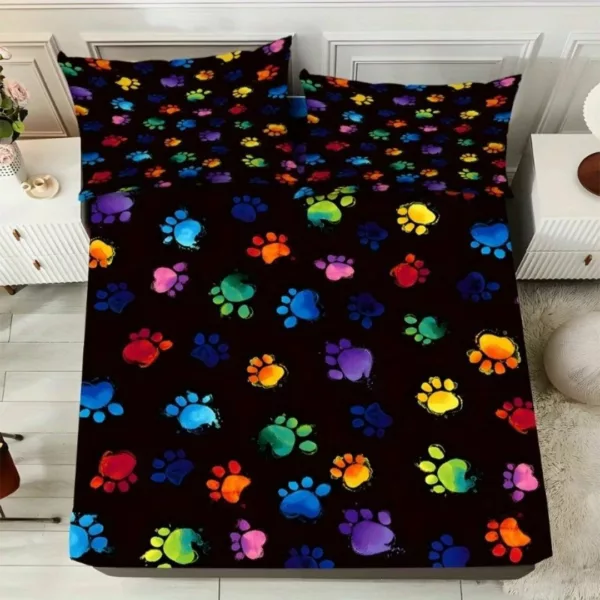 Parure de lit empreintes colorées fun – Ambiance joyeuse et déco unique pour une chambre pleine de vie