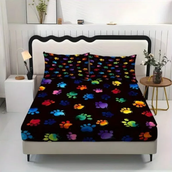 Parure de lit empreintes colorées fun – Ambiance joyeuse et déco unique pour une chambre pleine de vie