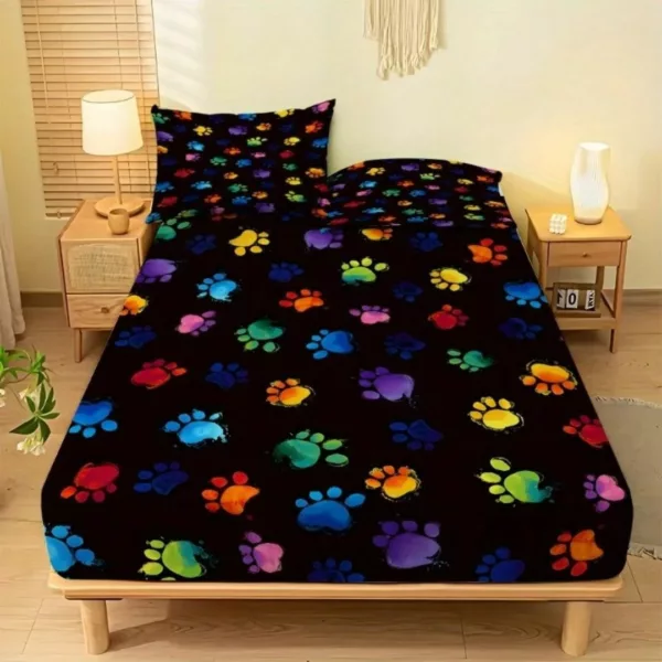 Parure de lit empreintes colorées fun – Ambiance joyeuse et déco unique pour une chambre pleine de vie