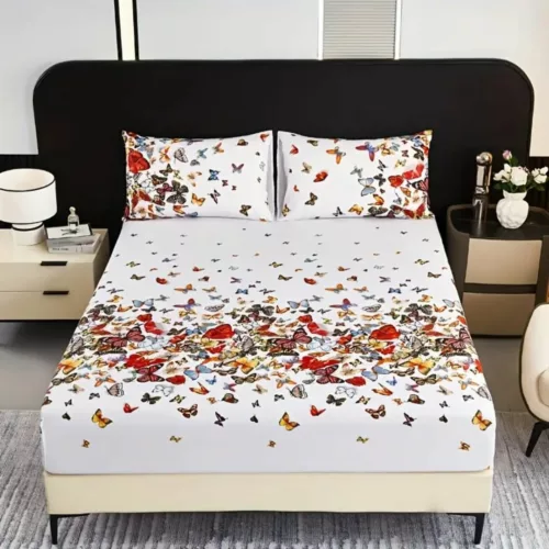 Parure de lit envolée de papillons colorés – Ambiance féérique et apaisante pour chambre adulte ou enfant – Douceur et rêve assuré