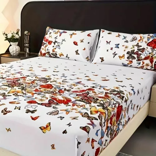 Parure de lit envolée de papillons colorés – Ambiance féérique et apaisante pour chambre adulte ou enfant – Douceur et rêve assuré
