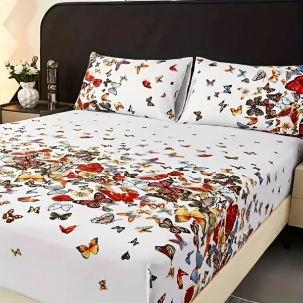 Parure de lit envolée de papillons colorés – Ambiance féérique et apaisante pour chambre adulte ou enfant – Douceur et rêve assuré