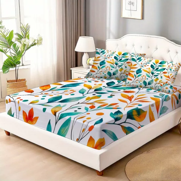 Parure de lit feuillage automnal coloré – Ambiance chaleureuse et cocooning pour des nuits réconfortantes