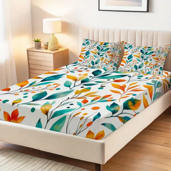 Parure de lit feuillage automnal coloré – Ambiance chaleureuse et cocooning pour des nuits réconfortantes