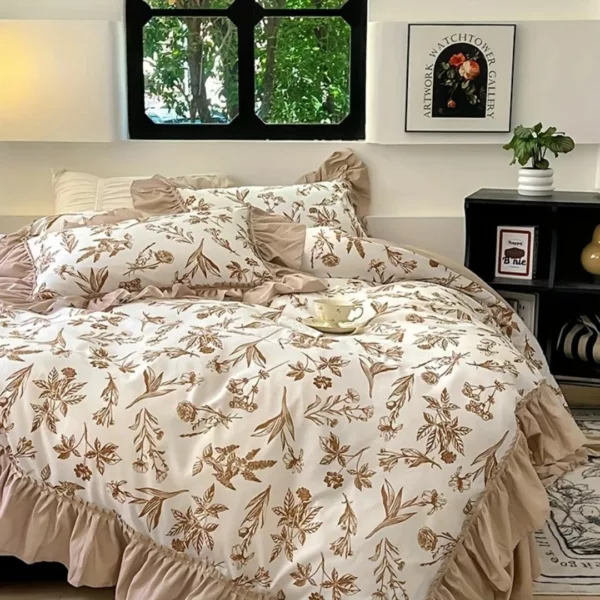 Parure de lit fleurs vintage bohème – Ambiance romantique et cocooning pour une chambre apaisante et stylée