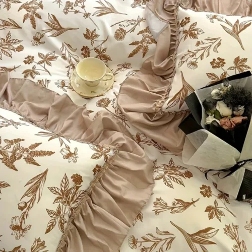 Parure de lit fleurs vintage bohème – Ambiance romantique et cocooning pour une chambre apaisante et stylée