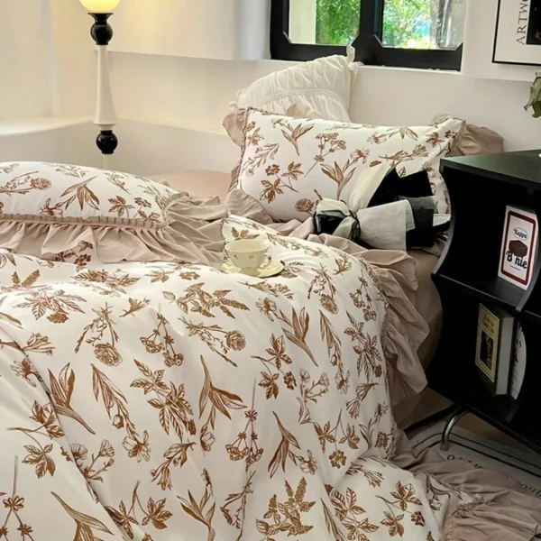 Parure de lit fleurs vintage bohème – Ambiance romantique et cocooning pour une chambre apaisante et stylée