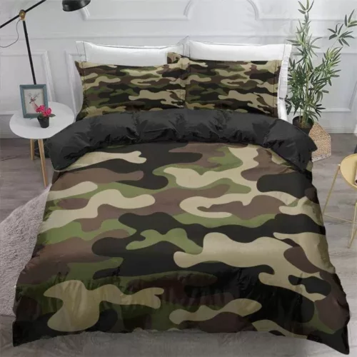 Parure de lit imprimé camouflage militaire – Style audacieux et confort ultime pour une chambre tendance
