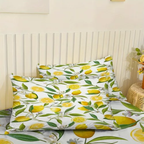 Parure de lit imprimé citron frais – Ambiance vitaminée et estivale pour une chambre pleine de fraîcheur