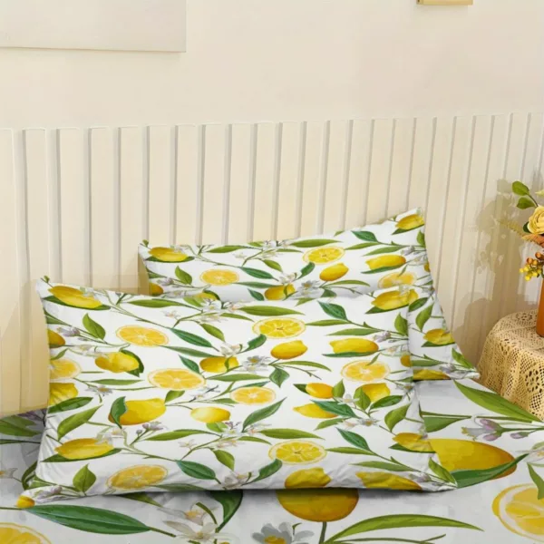 Parure de lit imprimé citron frais – Ambiance vitaminée et estivale pour une chambre pleine de fraîcheur