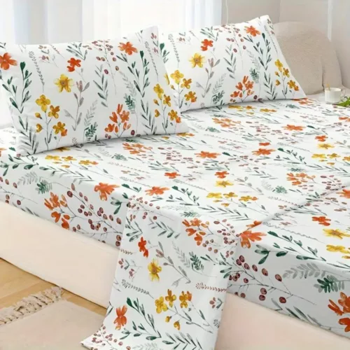 Parure de lit imprimé floral printanier – Ambiance fraîche et romantique pour un sommeil apaisant
