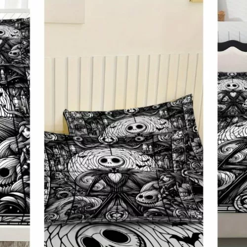 Parure de lit gothique Jack Skellington style Tim Burton pour chambre ado ou adulte