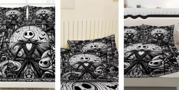 Parure de lit gothique Jack Skellington style Tim Burton pour chambre ado ou adulte