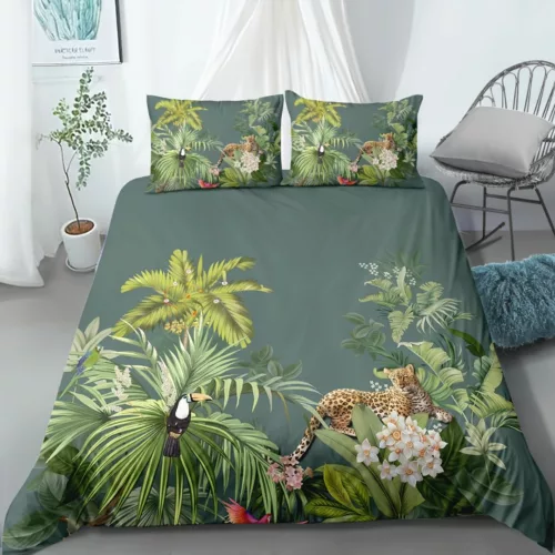 Parure de lit jungle exotique luxuriante – Ambiance tropicale chic pour nuits dépaysantes et déco tendance
