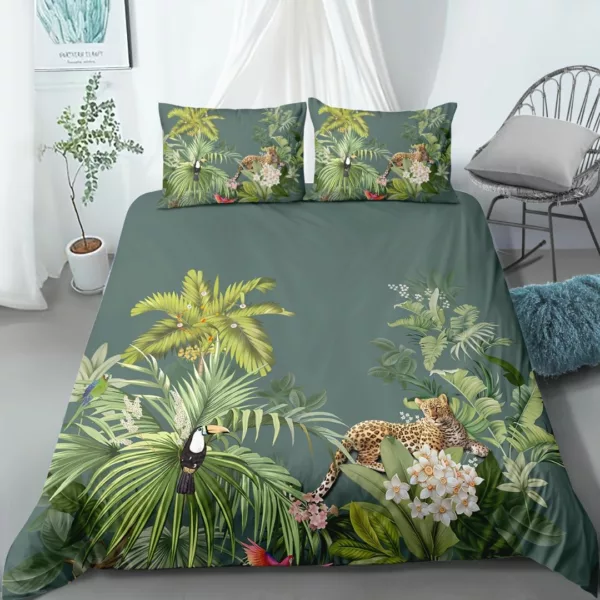 Parure de lit jungle exotique luxuriante – Ambiance tropicale chic pour nuits dépaysantes et déco tendance