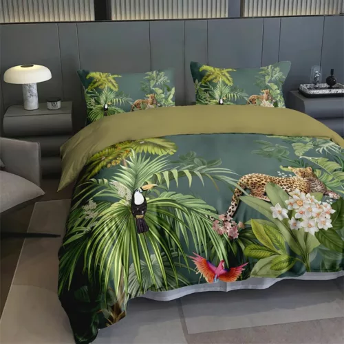 Parure de lit jungle exotique luxuriante – Ambiance tropicale chic pour nuits dépaysantes et déco tendance
