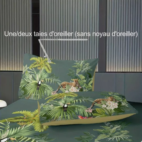 Parure de lit jungle exotique luxuriante – Ambiance tropicale chic pour nuits dépaysantes et déco tendance