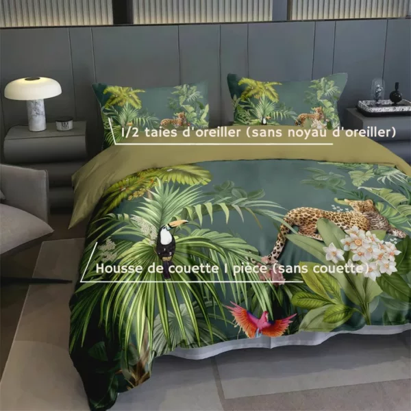Parure de lit jungle exotique luxuriante – Ambiance tropicale chic pour nuits dépaysantes et déco tendance
