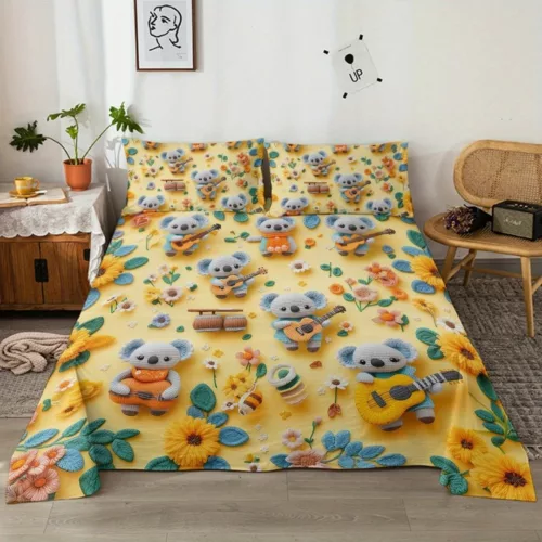Parure de lit koalas musiciens joyeux – Ambiance ludique et apaisante pour des nuits pleines de douceur