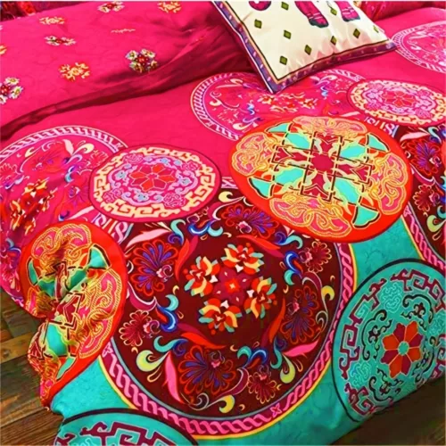 Parure de lit mandala bohème colorée – Ambiance zen et cocooning – Chambre lumineuse et stylée