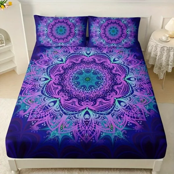 Parure de lit mandala violet hypnotique – Ambiance zen et relaxante pour un sommeil profond et réparateur