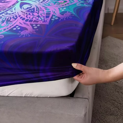 Parure de lit mandala violet hypnotique – Ambiance zen et relaxante pour un sommeil profond et réparateur