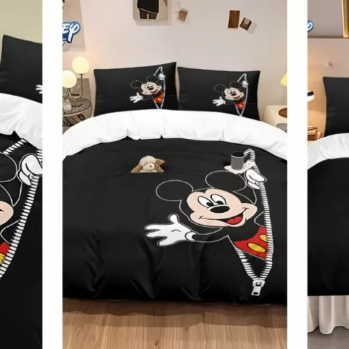 Parure de lit enfant Mickey Disney avec fermeture zippée et tissu doux confortable