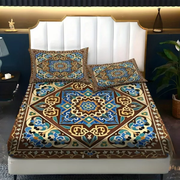 Parure de lit motif oriental andalou – Ambiance bohème chic et exotique pour chambre apaisante