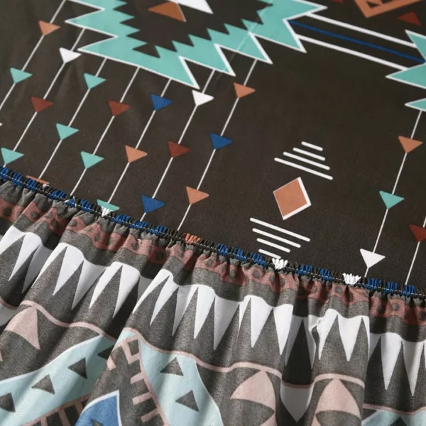 Parure de lit motifs tribaux colorés – Ambiance bohème chic pour une chambre vibrante et chaleureuse