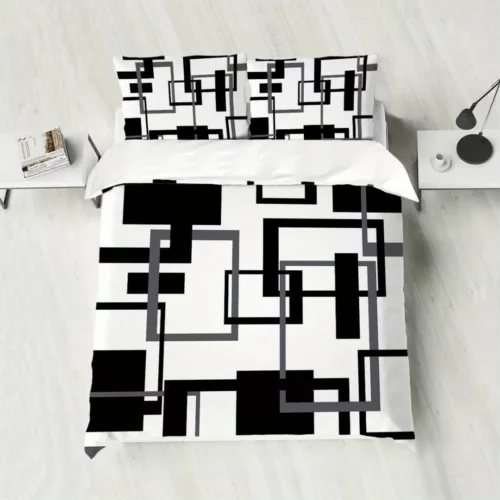 Parure de lit noir et blanc graphique – Style moderne et apaisant pour chambre tendance