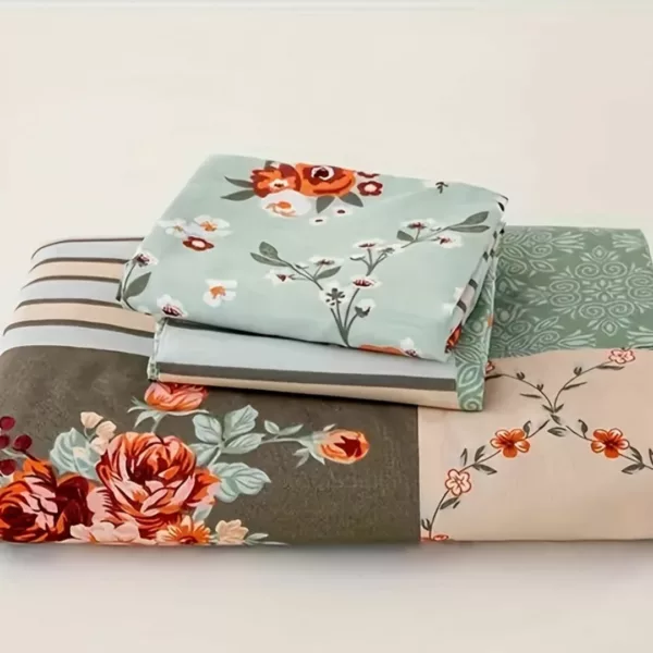 Parure de lit patchwork floral élégant – Ambiance romantique et cosy – Confort doux et raffiné pour une chambre stylée