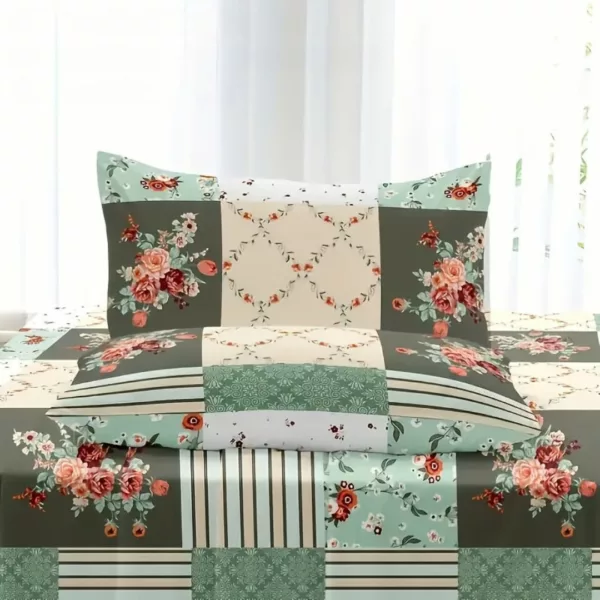 Parure de lit patchwork floral élégant – Ambiance romantique et cosy – Confort doux et raffiné pour une chambre stylée