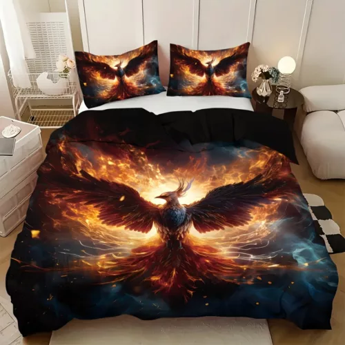 Parure de lit phénix en flammes – Design flamboyant pour une chambre unique et chaleureuse