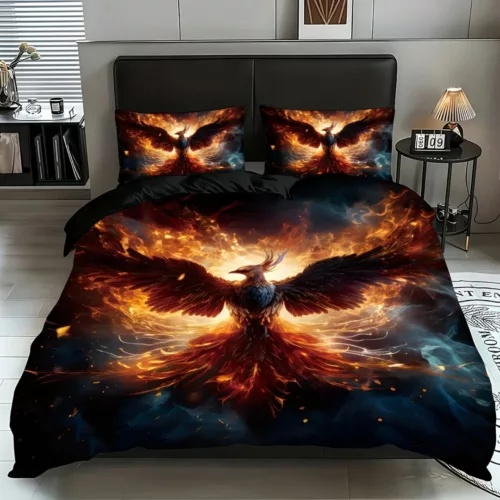 Parure de lit phénix en flammes – Design flamboyant pour une chambre unique et chaleureuse