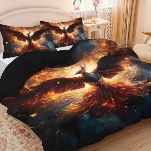 Parure de lit phénix en flammes – Design flamboyant pour une chambre unique et chaleureuse
