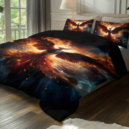 Parure de lit phénix en flammes – Design flamboyant pour une chambre unique et chaleureuse