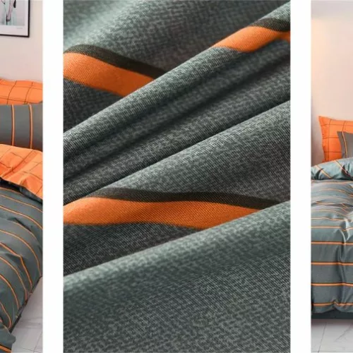 Parure de lit moderne à rayures contrastées, tissu doux respirant style contemporain