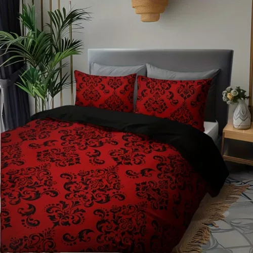 Parure de lit rouge baroque glamour – Élégance royale et sensualité pour une chambre sophistiquée