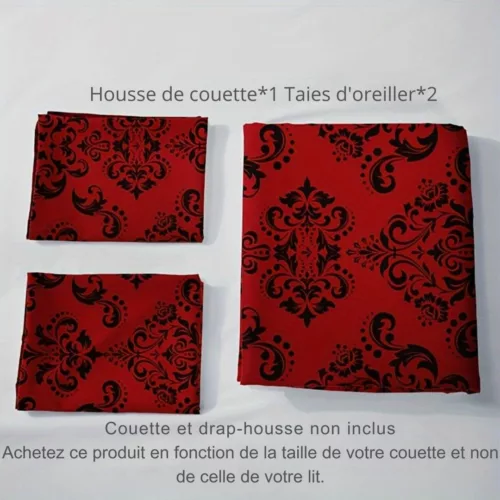 Parure de lit rouge baroque glamour – Élégance royale et sensualité pour une chambre sophistiquée