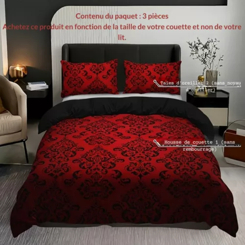 Parure de lit rouge baroque glamour – Élégance royale et sensualité pour une chambre sophistiquée
