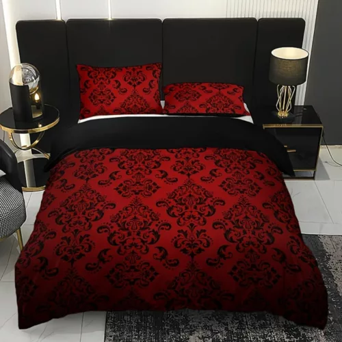 Parure de lit rouge baroque glamour – Élégance royale et sensualité pour une chambre sophistiquée