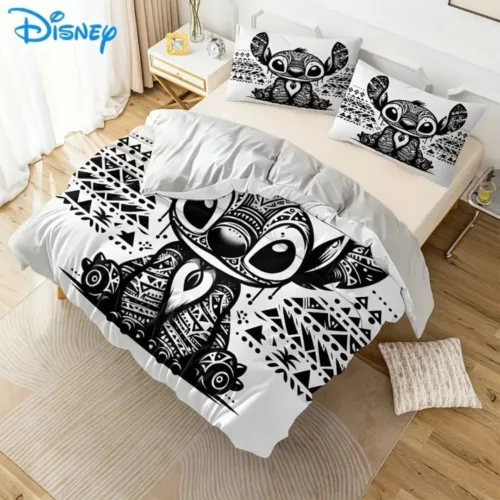 Parure de lit Stitch motif tribal – Confort ultra doux pour nuits magiques – Idéal déco chambre enfant