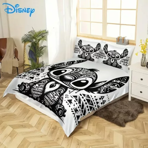 Parure de lit Stitch motif tribal – Confort ultra doux pour nuits magiques – Idéal déco chambre enfant