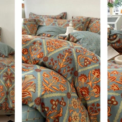 Parure de lit orientale vintage avec motifs traditionnels et textile haut de gamme doux