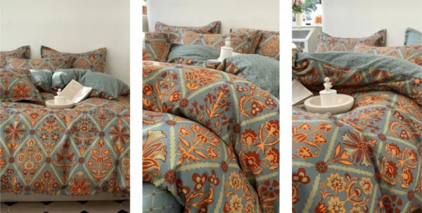 Parure de lit orientale vintage avec motifs traditionnels et textile haut de gamme doux