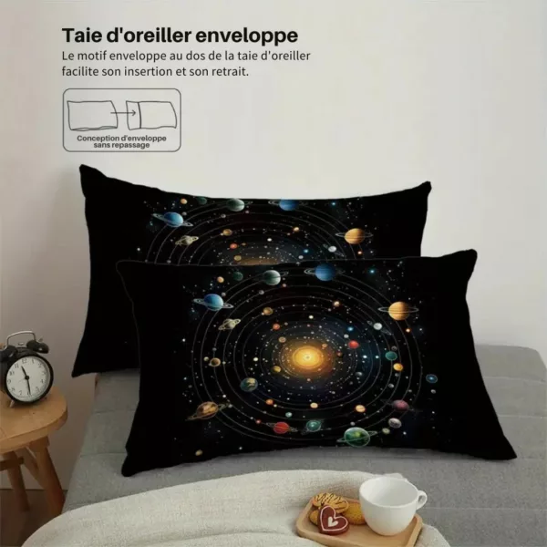 Parure de lit système solaire lumineux – Décoration magique pour chambre d’enfant – Brille dans le noir pour des nuits féeriques